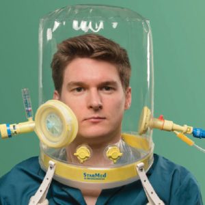 StarMed Ventukit hood with built-in Venturi flow driver for CPAP therapy